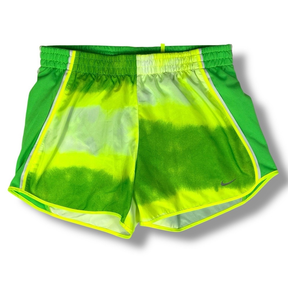 Nike Dri Fit Women's Small Volt neon Ombre Green Tempo Running Shorts mesh lined